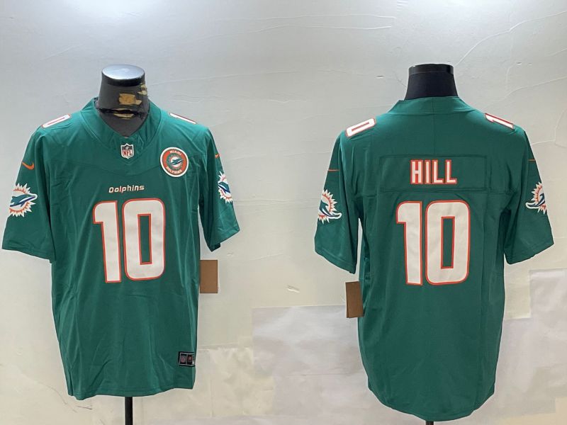 Men Miami Dolphins 10 Hill Green Three generation 2024 Nike Limited NFL Jersey style 2